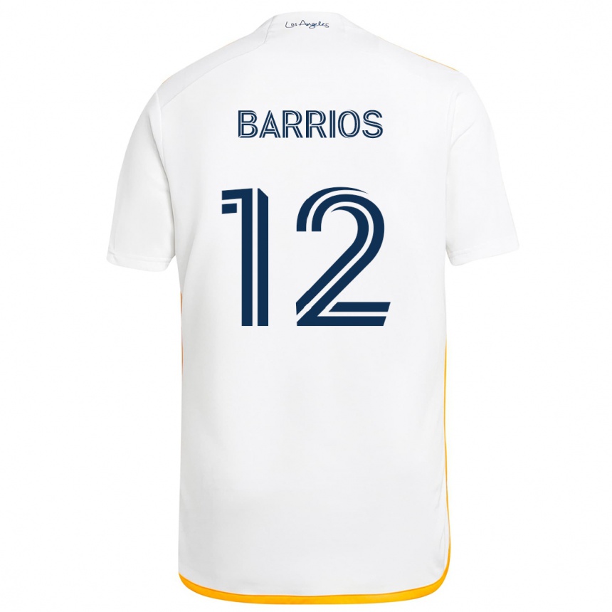 Niño Fútbol Camiseta Michael Barrios #12 Blanco Amarillo 1ª Equipación 2024/25 Argentina