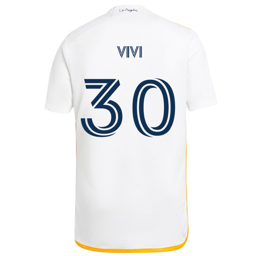 Niño Fútbol Camiseta Gino Vivi #30 Blanco Amarillo 1ª Equipación 2024/25 Argentina