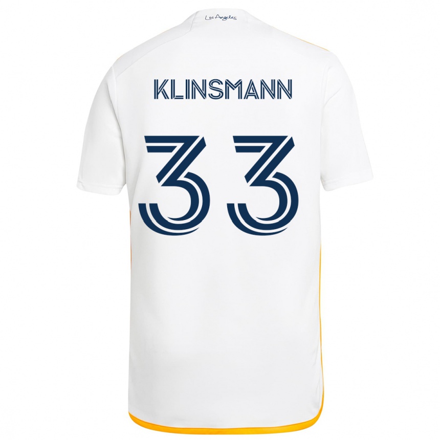 Niño Fútbol Camiseta Jonathan Klinsmann #33 Blanco Amarillo 1ª Equipación 2024/25 Argentina