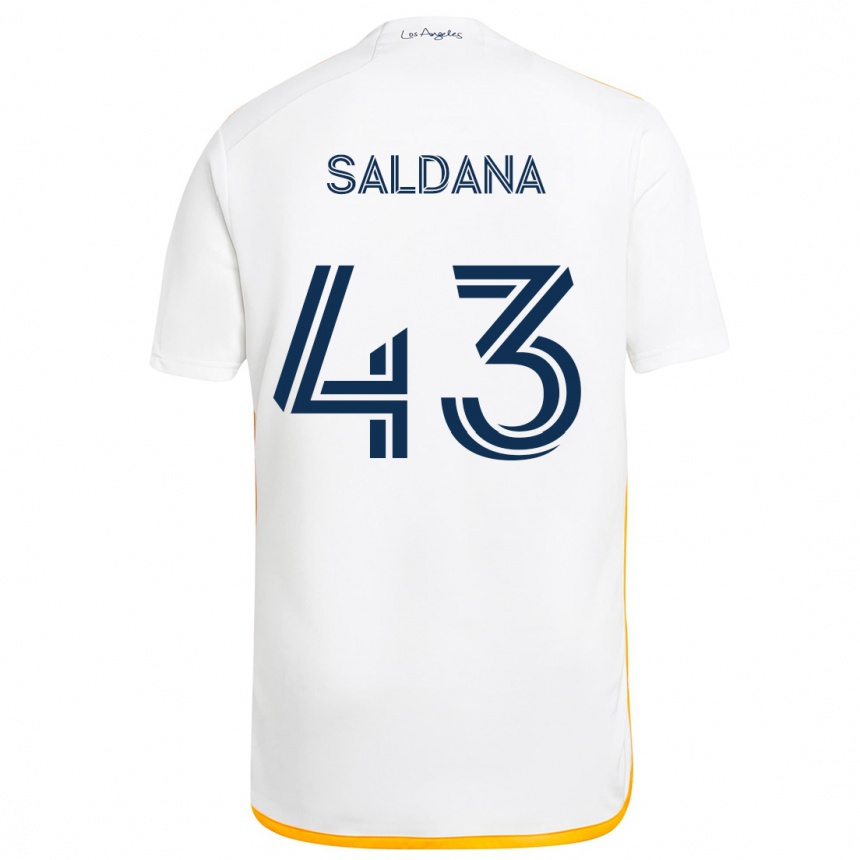 Niño Fútbol Camiseta Adam Saldaña #43 Blanco Amarillo 1ª Equipación 2024/25 Argentina