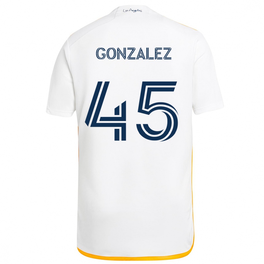 Niño Fútbol Camiseta Adrián González #45 Blanco Amarillo 1ª Equipación 2024/25 Argentina