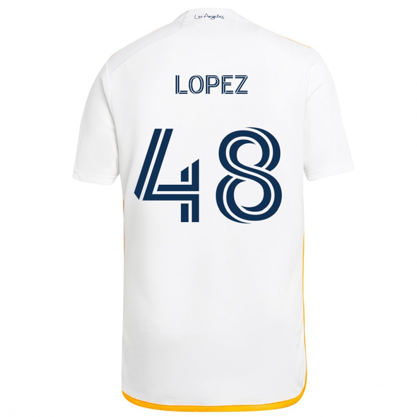 Niño Fútbol Camiseta Diego López #48 Blanco Amarillo 1ª Equipación 2024/25 Argentina