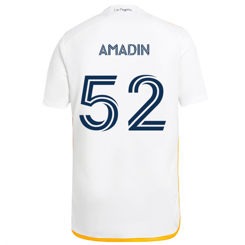 Niño Fútbol Camiseta Elijah Amadin #52 Blanco Amarillo 1ª Equipación 2024/25 Argentina