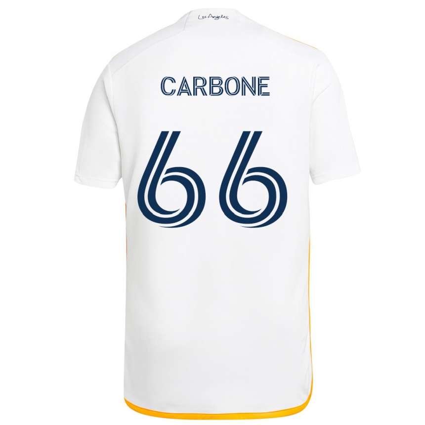 Niño Fútbol Camiseta Matteo Carbone #66 Blanco Amarillo 1ª Equipación 2024/25 Argentina