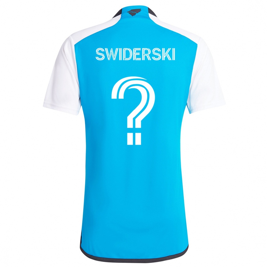 Niño Fútbol Camiseta Karol Swiderski #0 Azul Blanco 1ª Equipación 2024/25 Argentina