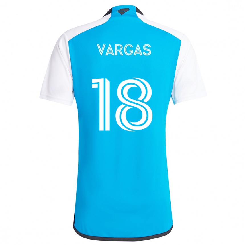 Niño Fútbol Camiseta Kerwin Vargas #18 Azul Blanco 1ª Equipación 2024/25 Argentina