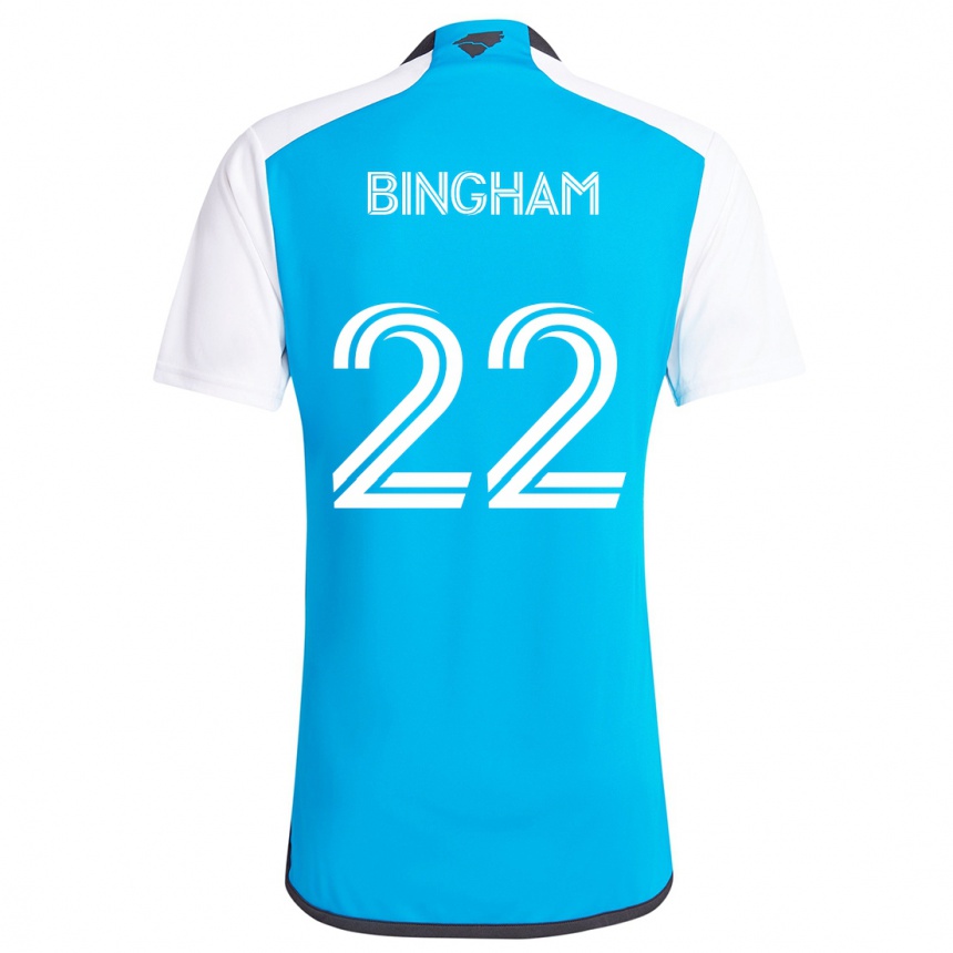 Niño Fútbol Camiseta David Bingham #22 Azul Blanco 1ª Equipación 2024/25 Argentina