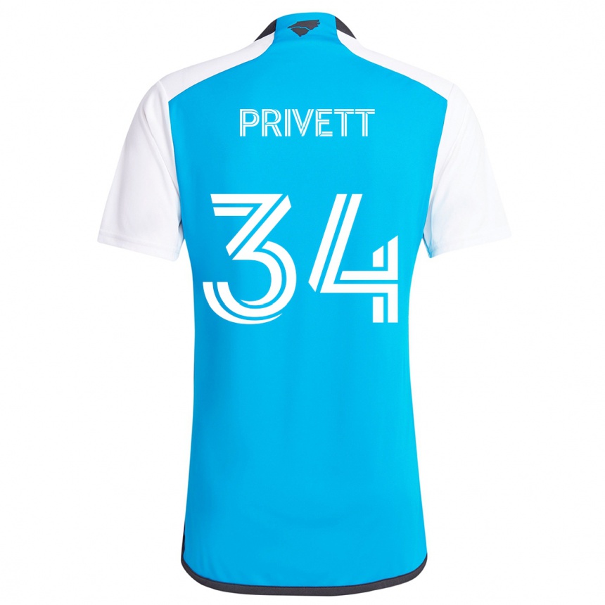 Niño Fútbol Camiseta Andrew Privett #34 Azul Blanco 1ª Equipación 2024/25 Argentina