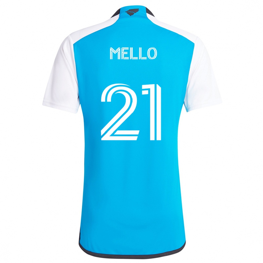 Niño Fútbol Camiseta Vinicius Mello #21 Azul Blanco 1ª Equipación 2024/25 Argentina