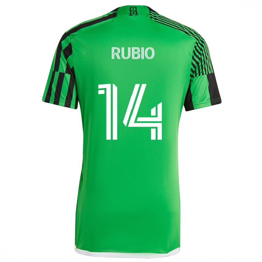 Niño Fútbol Camiseta Diego Rubio #14 Verde Negro 1ª Equipación 2024/25 Argentina