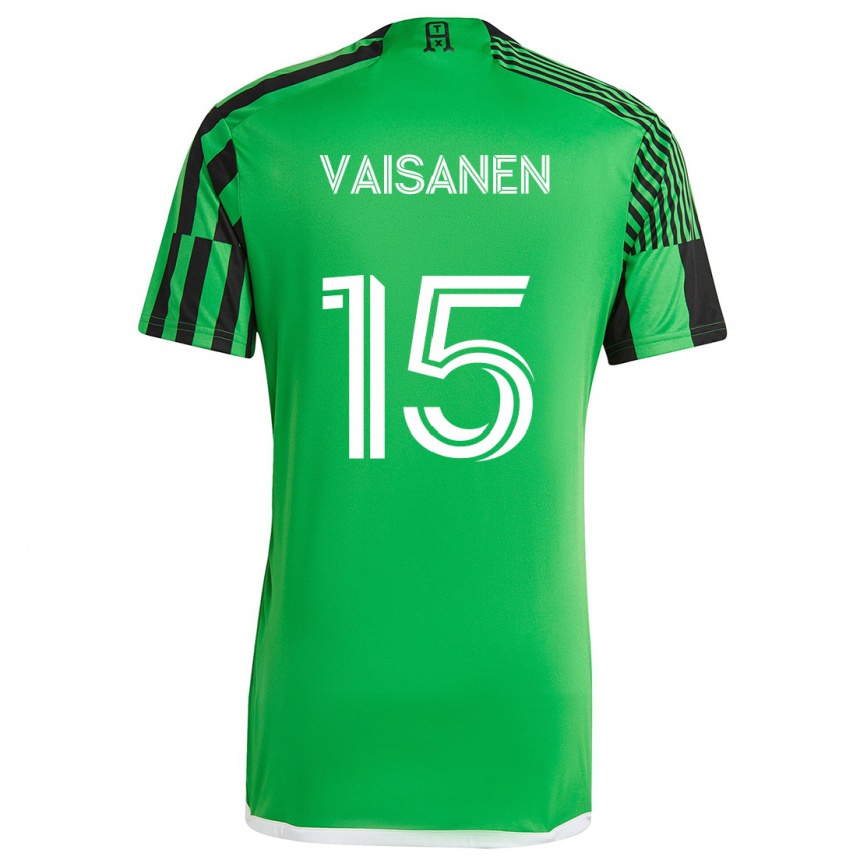 Niño Fútbol Camiseta Leo Väisänen #15 Verde Negro 1ª Equipación 2024/25 Argentina