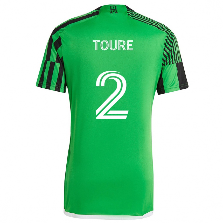 Niño Fútbol Camiseta Cheick Touré #2 Verde Negro 1ª Equipación 2024/25 Argentina