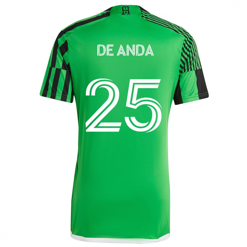 Niño Fútbol Camiseta Anthony De Anda #25 Verde Negro 1ª Equipación 2024/25 Argentina