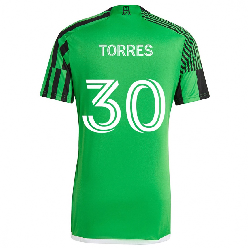 Niño Fútbol Camiseta Ervin Torres #30 Verde Negro 1ª Equipación 2024/25 Argentina