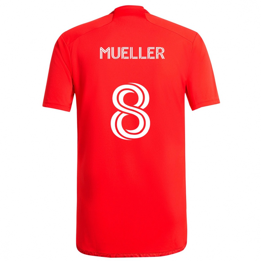 Niño Fútbol Camiseta Chris Mueller #8 Rojo Blanco 1ª Equipación 2024/25 Argentina