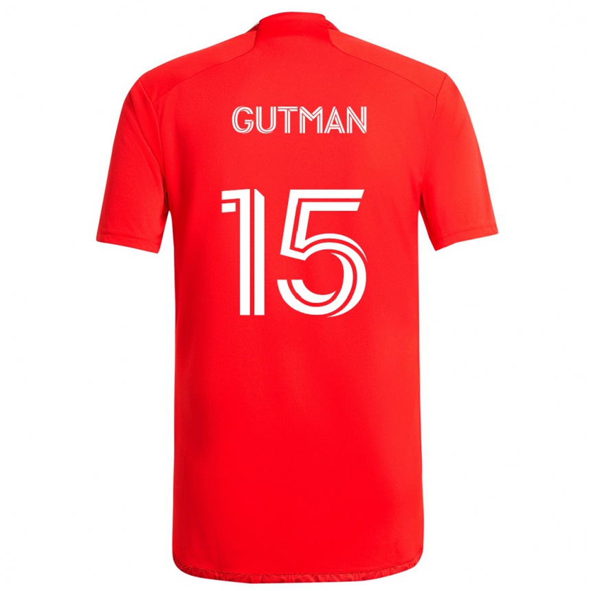 Niño Fútbol Camiseta Andrew Gutman #15 Rojo Blanco 1ª Equipación 2024/25 Argentina