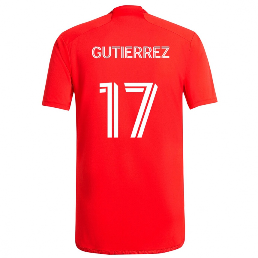 Niño Fútbol Camiseta Brian Gutiérrez #17 Rojo Blanco 1ª Equipación 2024/25 Argentina