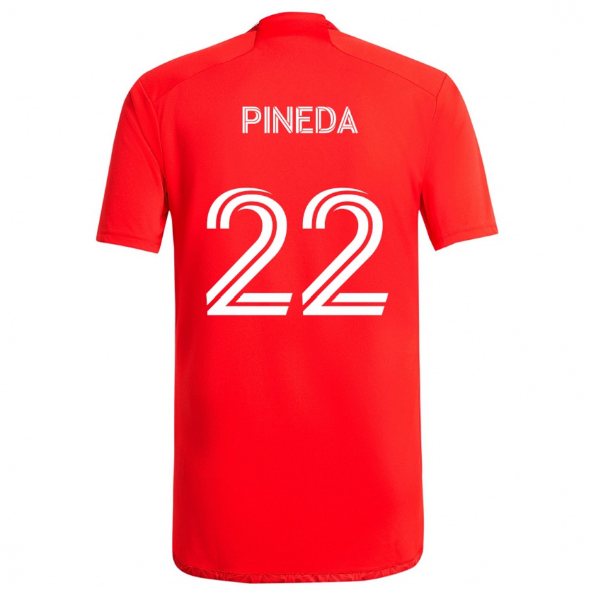 Niño Fútbol Camiseta Mauricio Pineda #22 Rojo Blanco 1ª Equipación 2024/25 Argentina