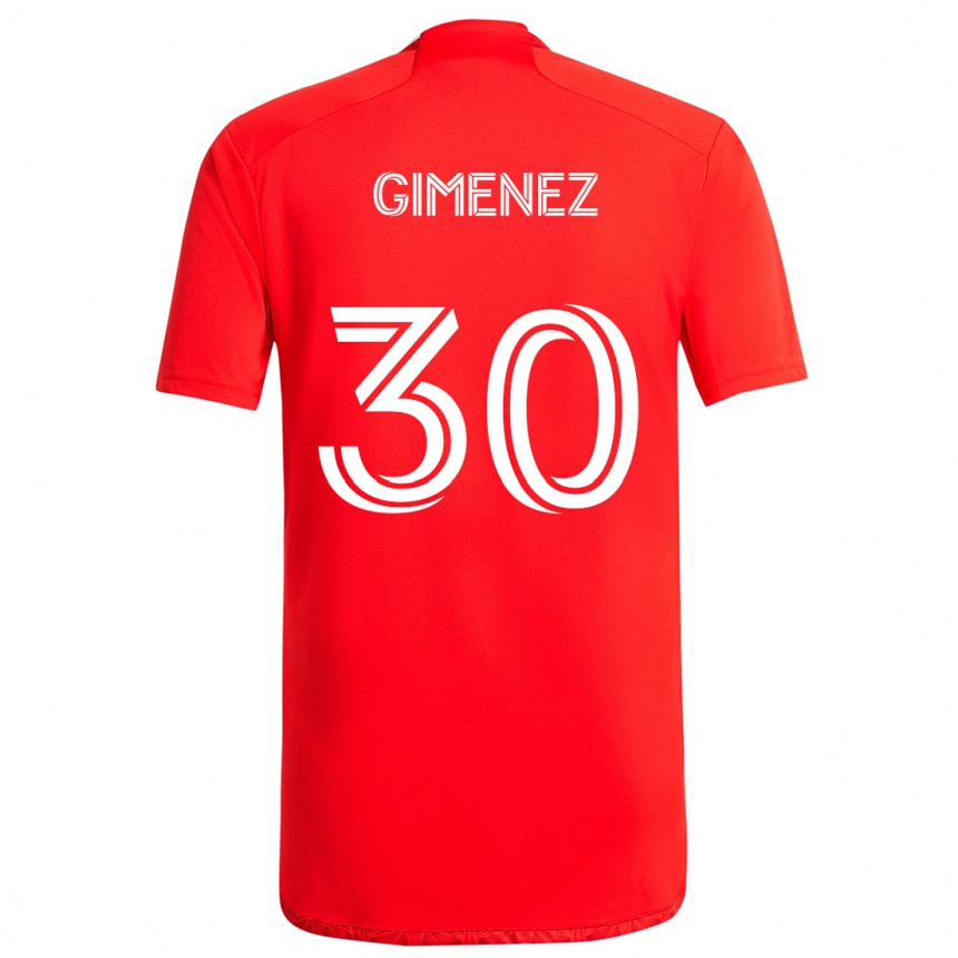 Niño Fútbol Camiseta Gastón Giménez #30 Rojo Blanco 1ª Equipación 2024/25 Argentina