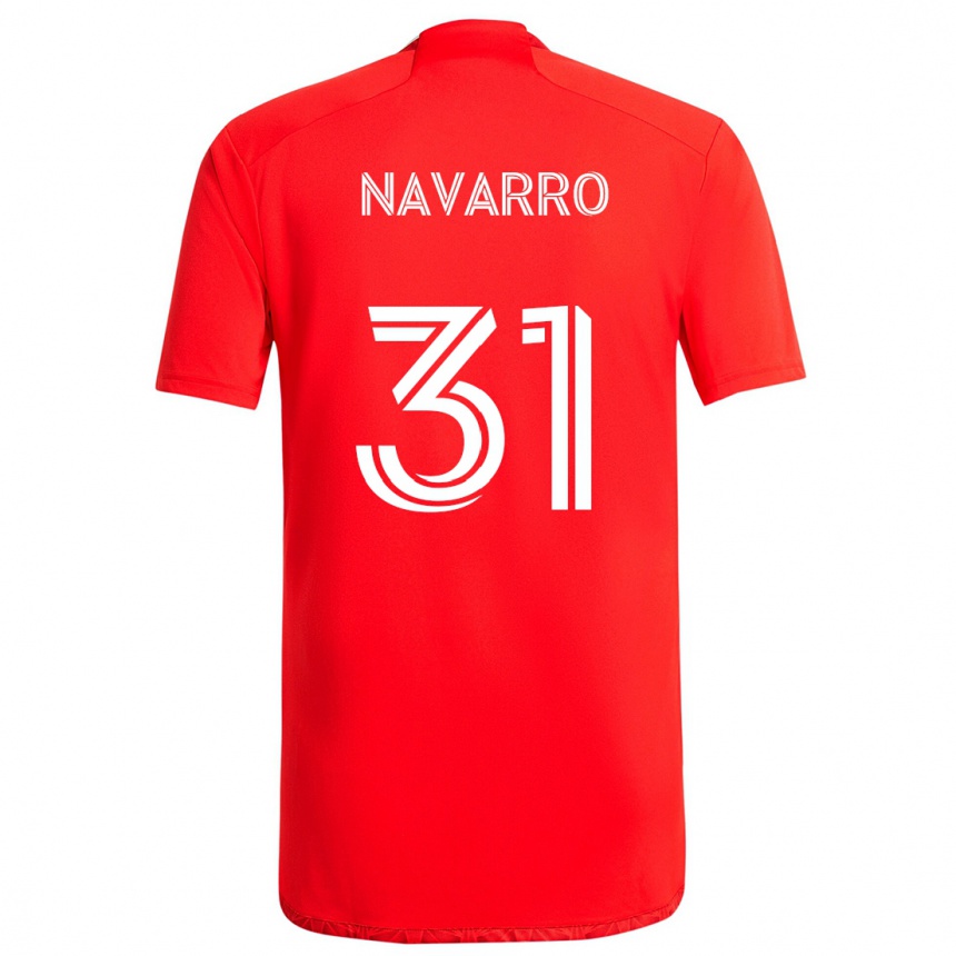 Niño Fútbol Camiseta Federico Navarro #31 Rojo Blanco 1ª Equipación 2024/25 Argentina