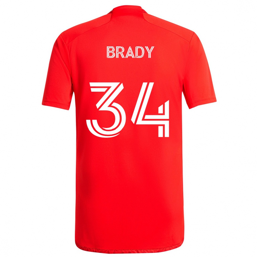 Niño Fútbol Camiseta Chris Brady #34 Rojo Blanco 1ª Equipación 2024/25 Argentina