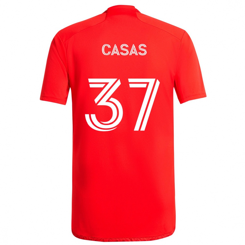 Niño Fútbol Camiseta Javier Casas #37 Rojo Blanco 1ª Equipación 2024/25 Argentina