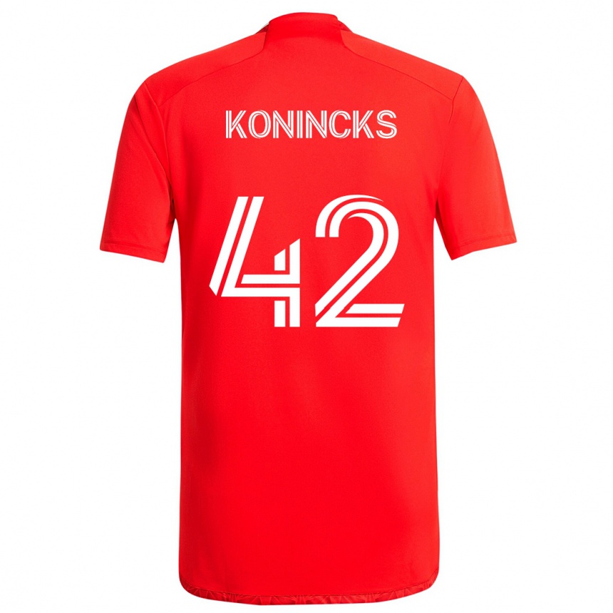 Niño Fútbol Camiseta Diego Konincks #42 Rojo Blanco 1ª Equipación 2024/25 Argentina