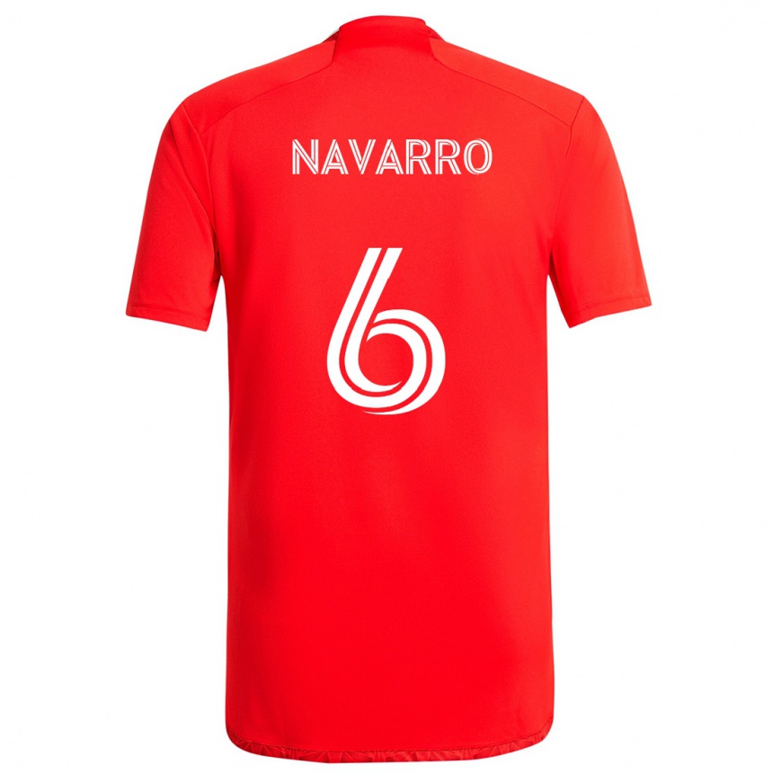 Niño Fútbol Camiseta Miguel Navarro #6 Rojo Blanco 1ª Equipación 2024/25 Argentina