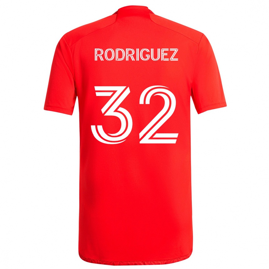 Niño Fútbol Camiseta Missael Rodríguez #32 Rojo Blanco 1ª Equipación 2024/25 Argentina