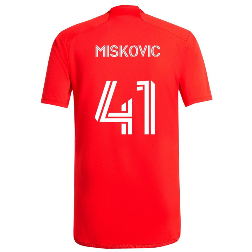 Niño Fútbol Camiseta Mihajlo Miskovic #41 Rojo Blanco 1ª Equipación 2024/25 Argentina