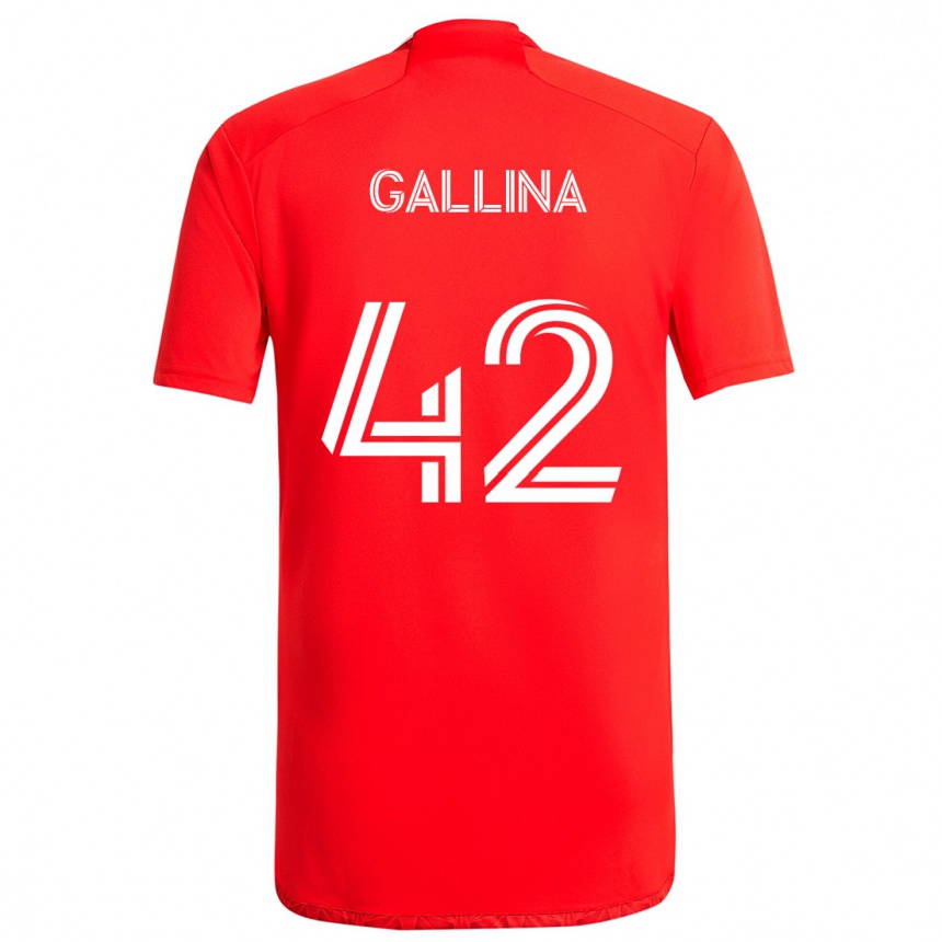 Niño Fútbol Camiseta Henrique Gallina #42 Rojo Blanco 1ª Equipación 2024/25 Argentina