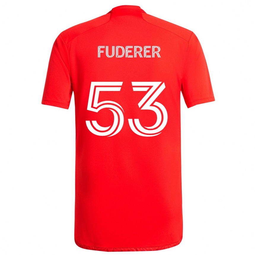 Niño Fútbol Camiseta Jake Fuderer #53 Rojo Blanco 1ª Equipación 2024/25 Argentina