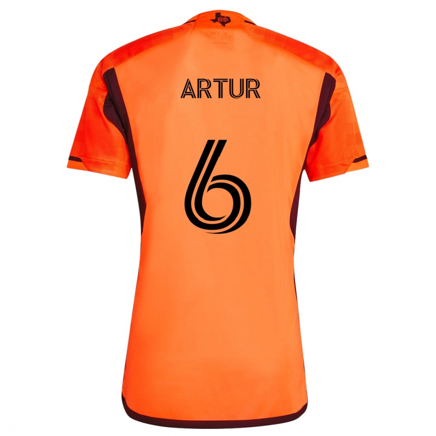 Niño Fútbol Camiseta Artur #6 Naranja Negro 1ª Equipación 2024/25 Argentina