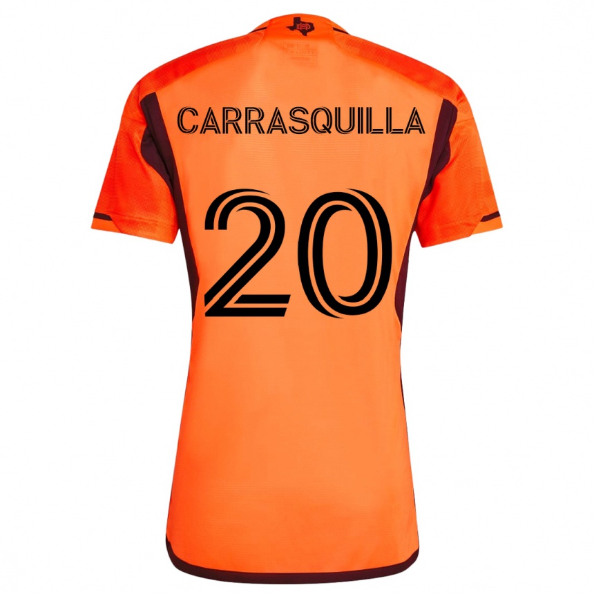 Niño Fútbol Camiseta Adalberto Carrasquilla #20 Naranja Negro 1ª Equipación 2024/25 Argentina