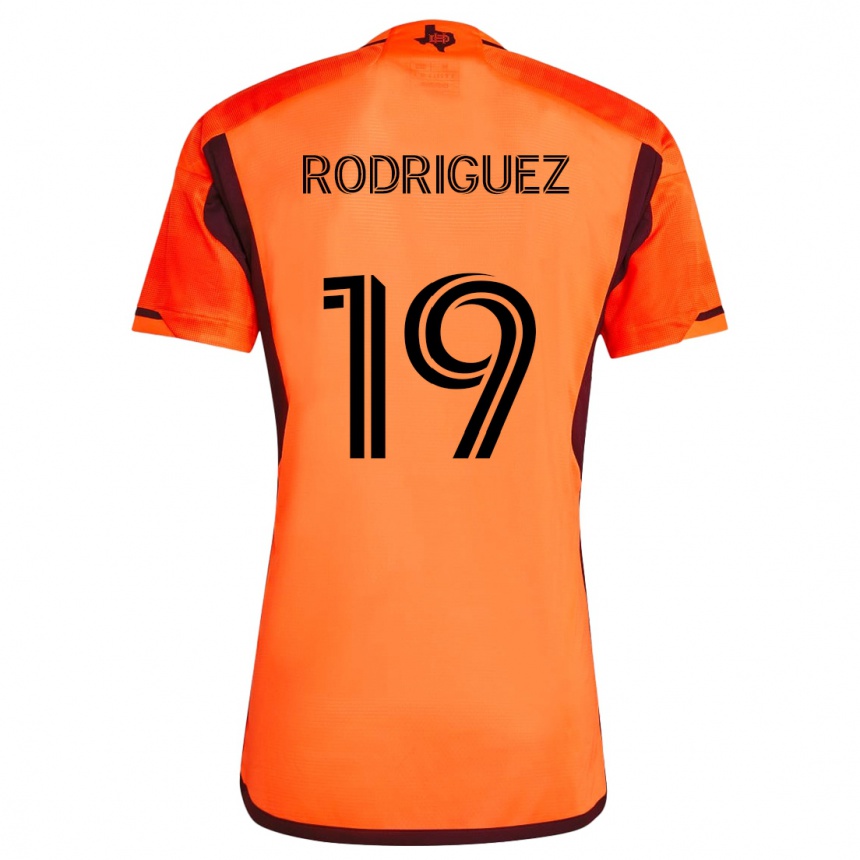 Niño Fútbol Camiseta Sebastian Rodriguez #19 Naranja Negro 1ª Equipación 2024/25 Argentina