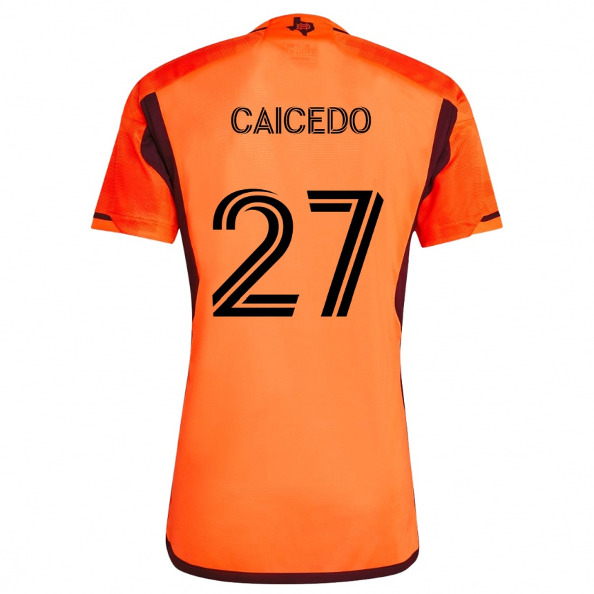 Niño Fútbol Camiseta Luis Caicedo #27 Naranja Negro 1ª Equipación 2024/25 Argentina