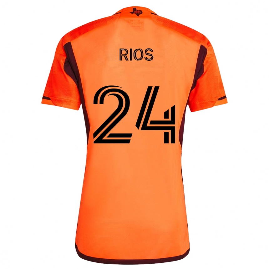 Niño Fútbol Camiseta Paolo Ríos #24 Naranja Negro 1ª Equipación 2024/25 Argentina