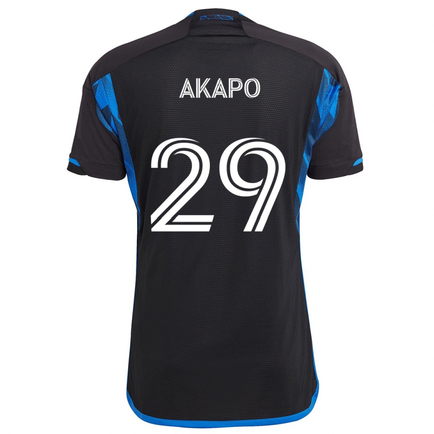 Niño Fútbol Camiseta Carlos Akapo #29 Azul Negro 1ª Equipación 2024/25 Argentina