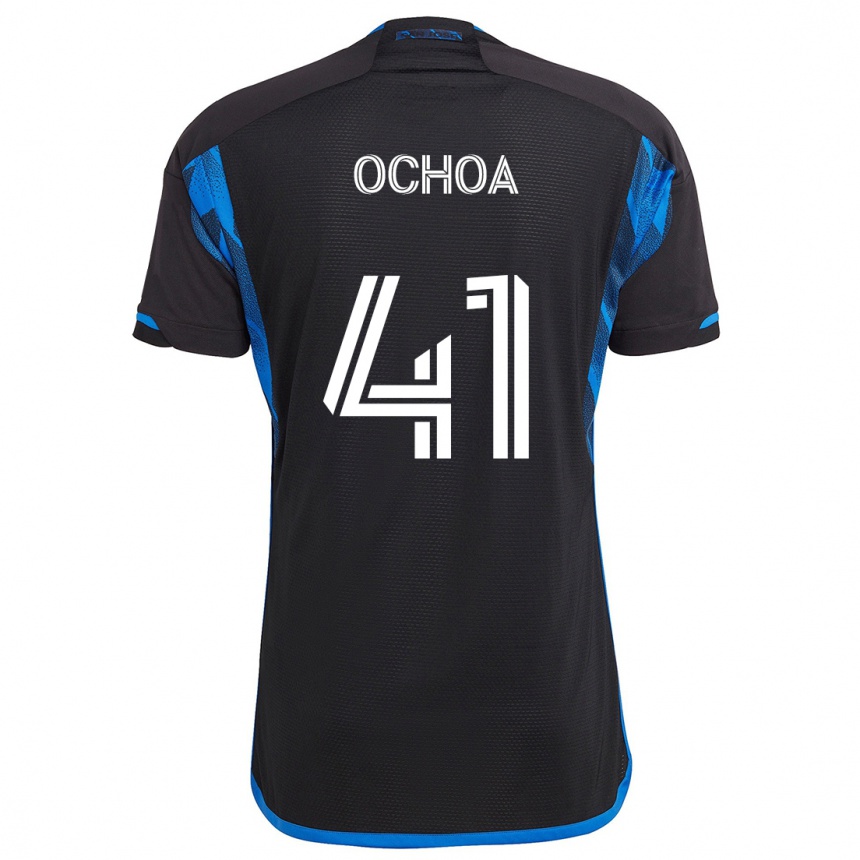 Niño Fútbol Camiseta Emmanuel Ochoa #41 Azul Negro 1ª Equipación 2024/25 Argentina