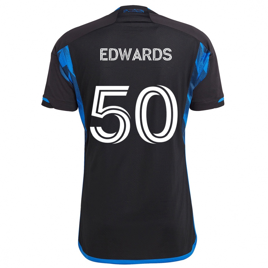 Niño Fútbol Camiseta Aaron Edwards #50 Azul Negro 1ª Equipación 2024/25 Argentina