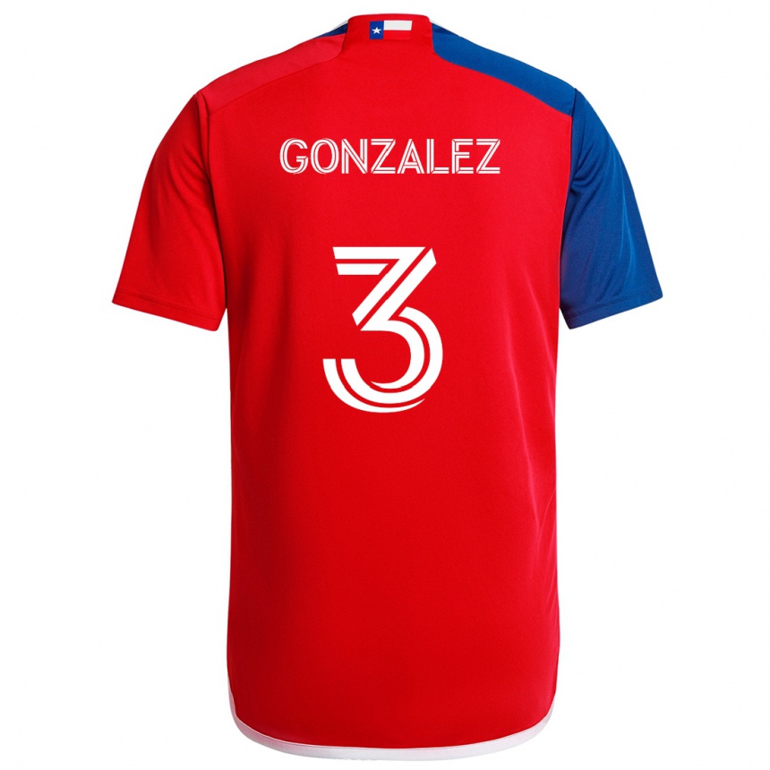 Niño Fútbol Camiseta Omar González #3 Azul Rojo 1ª Equipación 2024/25 Argentina