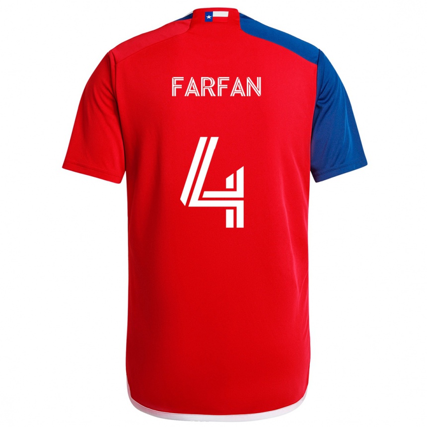 Niño Fútbol Camiseta Marco Farfán #4 Azul Rojo 1ª Equipación 2024/25 Argentina