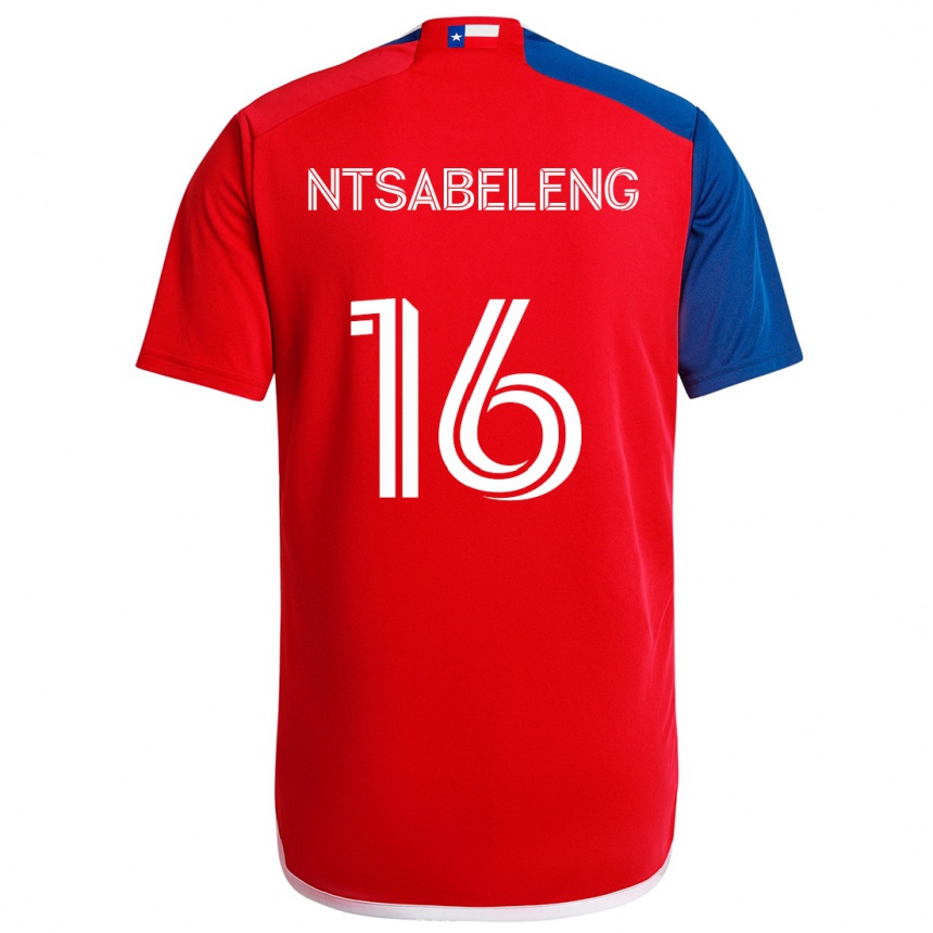 Niño Fútbol Camiseta Tsiki Ntsabeleng #16 Azul Rojo 1ª Equipación 2024/25 Argentina