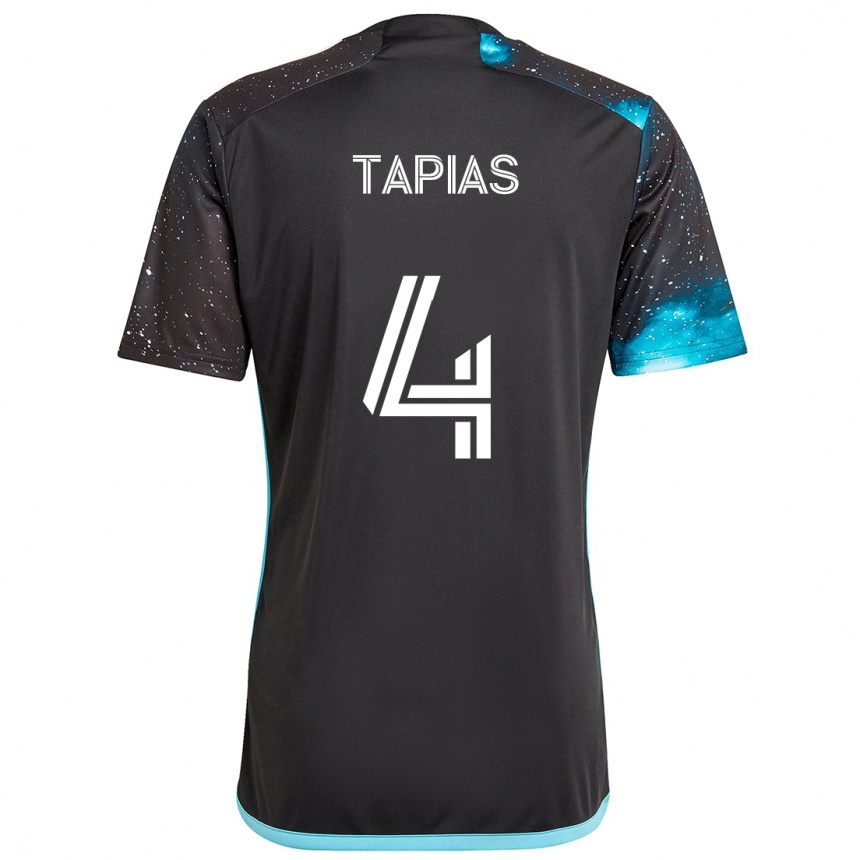 Niño Fútbol Camiseta Miguel Tapias #4 Azul Negro 1ª Equipación 2024/25 Argentina