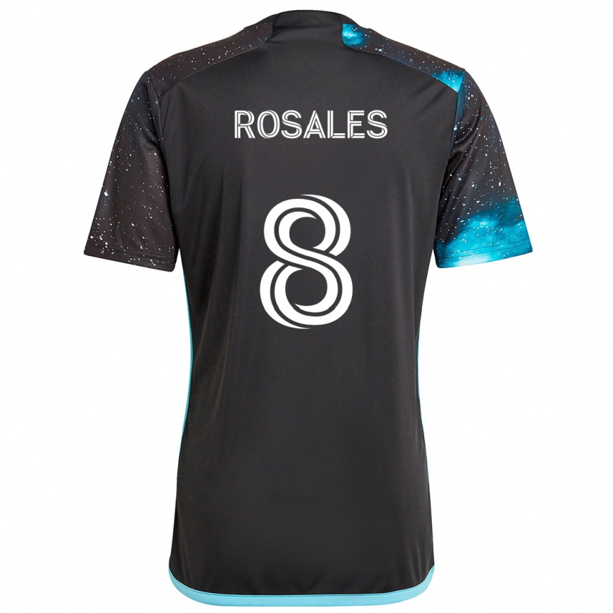 Niño Fútbol Camiseta Joseph Rosales #8 Azul Negro 1ª Equipación 2024/25 Argentina