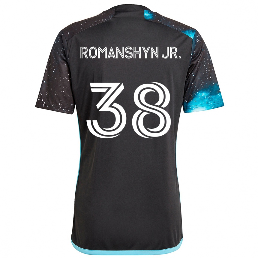 Niño Fútbol Camiseta Kage Romanshyn Jr. #38 Azul Negro 1ª Equipación 2024/25 Argentina