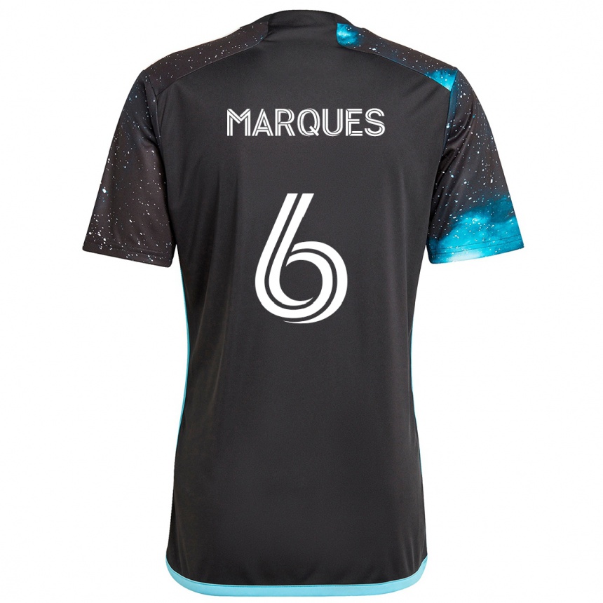 Niño Fútbol Camiseta Mikael Marqués #6 Azul Negro 1ª Equipación 2024/25 Argentina