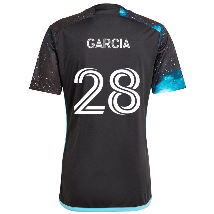 Niño Fútbol Camiseta Mender García #28 Azul Negro 1ª Equipación 2024/25 Argentina