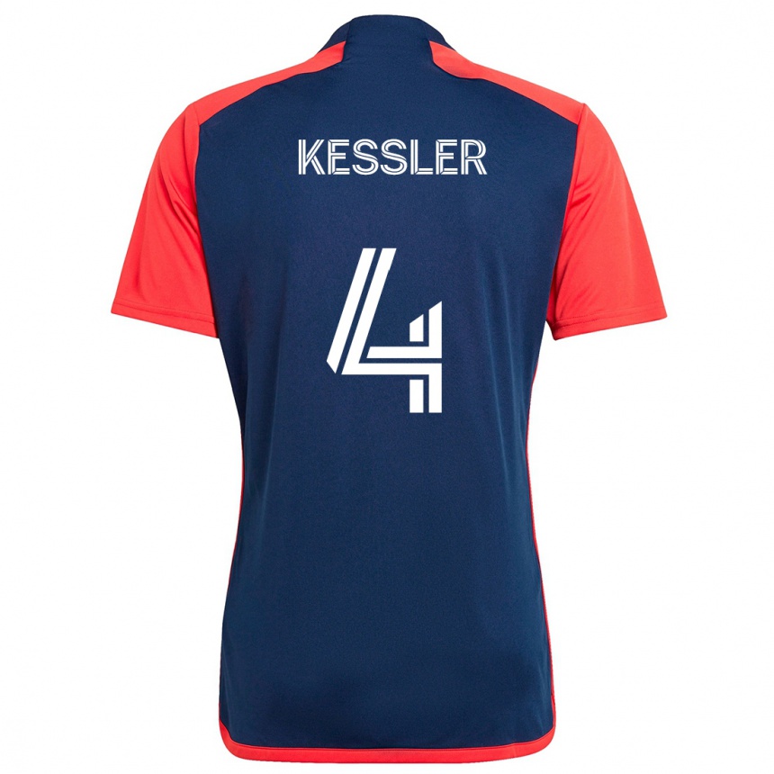 Niño Fútbol Camiseta Henry Kessler #4 Azul Rojo 1ª Equipación 2024/25 Argentina