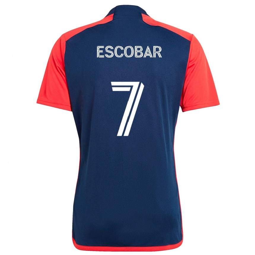 Niño Fútbol Camiseta Olger Escobar #7 Azul Rojo 1ª Equipación 2024/25 Argentina